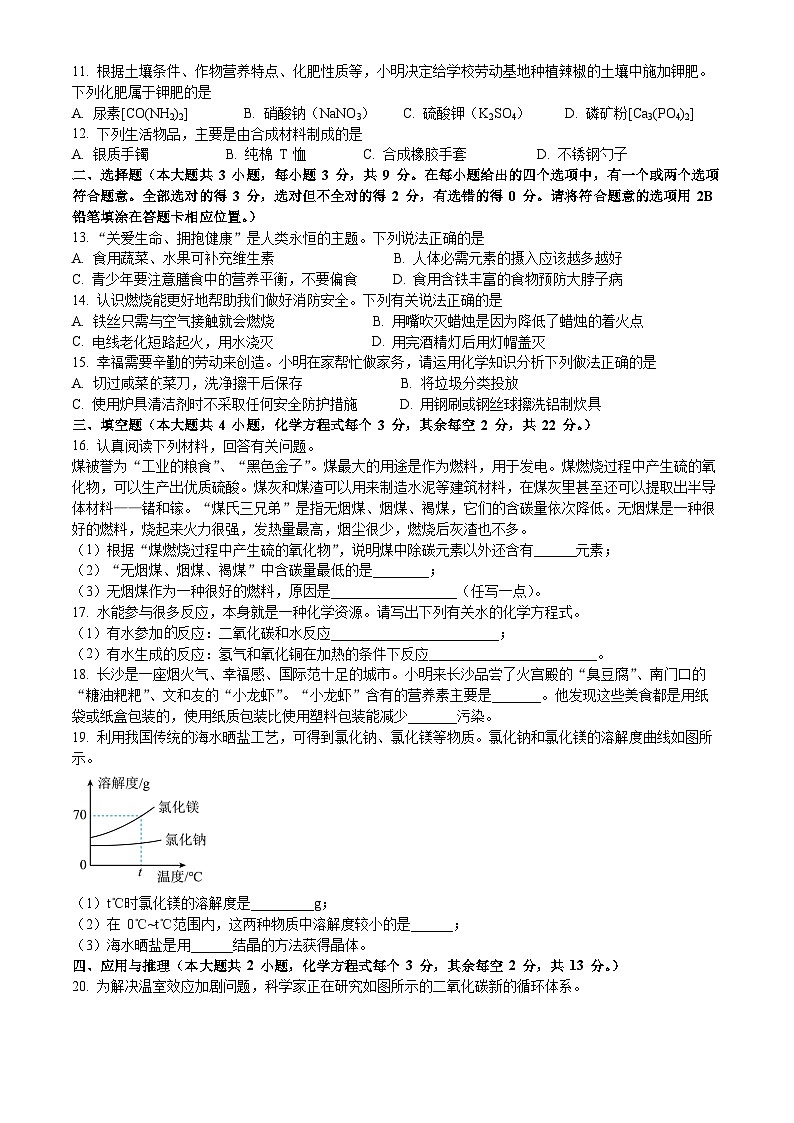 2023年湖南省长沙市中考化学真题（原卷及解析版）02
