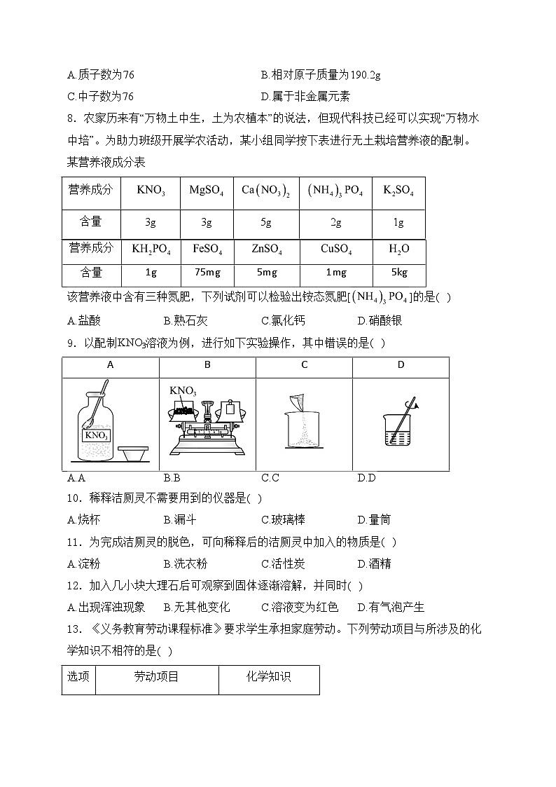 广东省大湾区2024届九年级下学期中考二模化学试卷(含答案)第2页