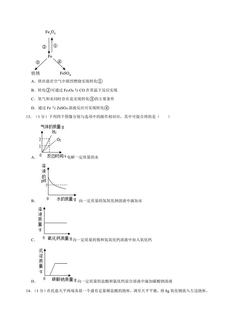 [化学]2024年河南省郑州外国语化学校中考化学三模试卷(含解析)03
