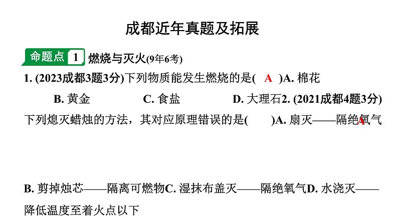 2024成都中考化学二轮复习 第七单元 燃料及其利用（课件）第2页