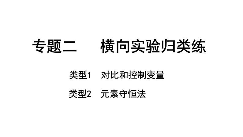 2024成都中考化学二轮复习之中考题型研究 专题二 横向实验归类练（课件）第1页