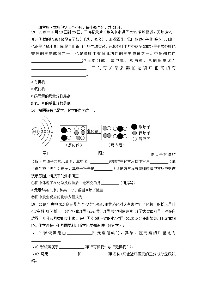 2024年贵州省中考化学模拟试题及参考答案第3页