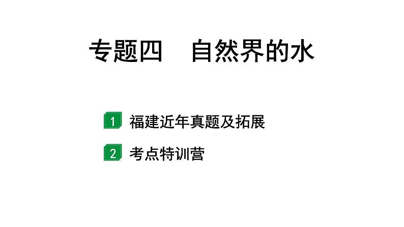 2024福建中考化学二轮中考题型研究 专题四 自然界的水（课件）第1页