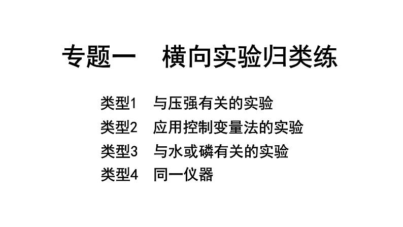 2024甘肃中考化学二轮复习之中考题型研究 专题一 横向实验归类练（课件）第1页