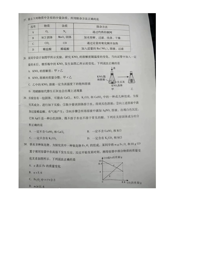 2024年四川省乐山市中考化学真题03