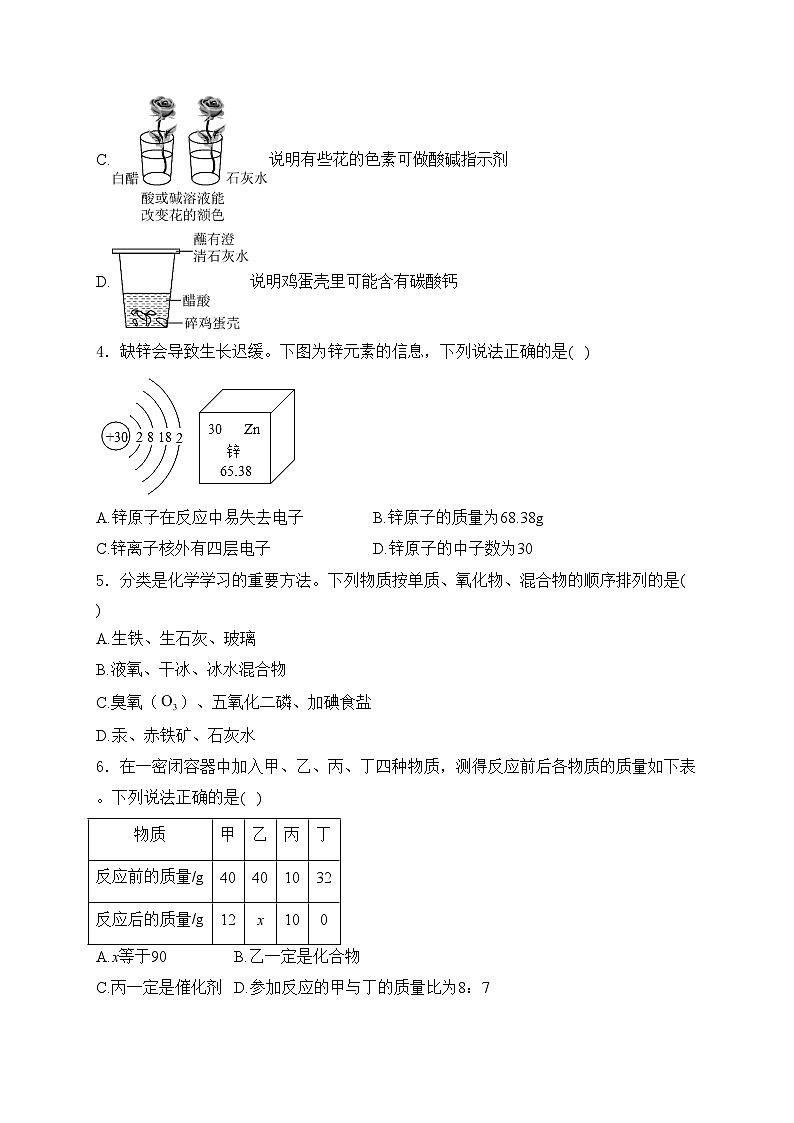 安徽省蚌埠市2024届九年级下学期中考二模化学试卷(含答案)02