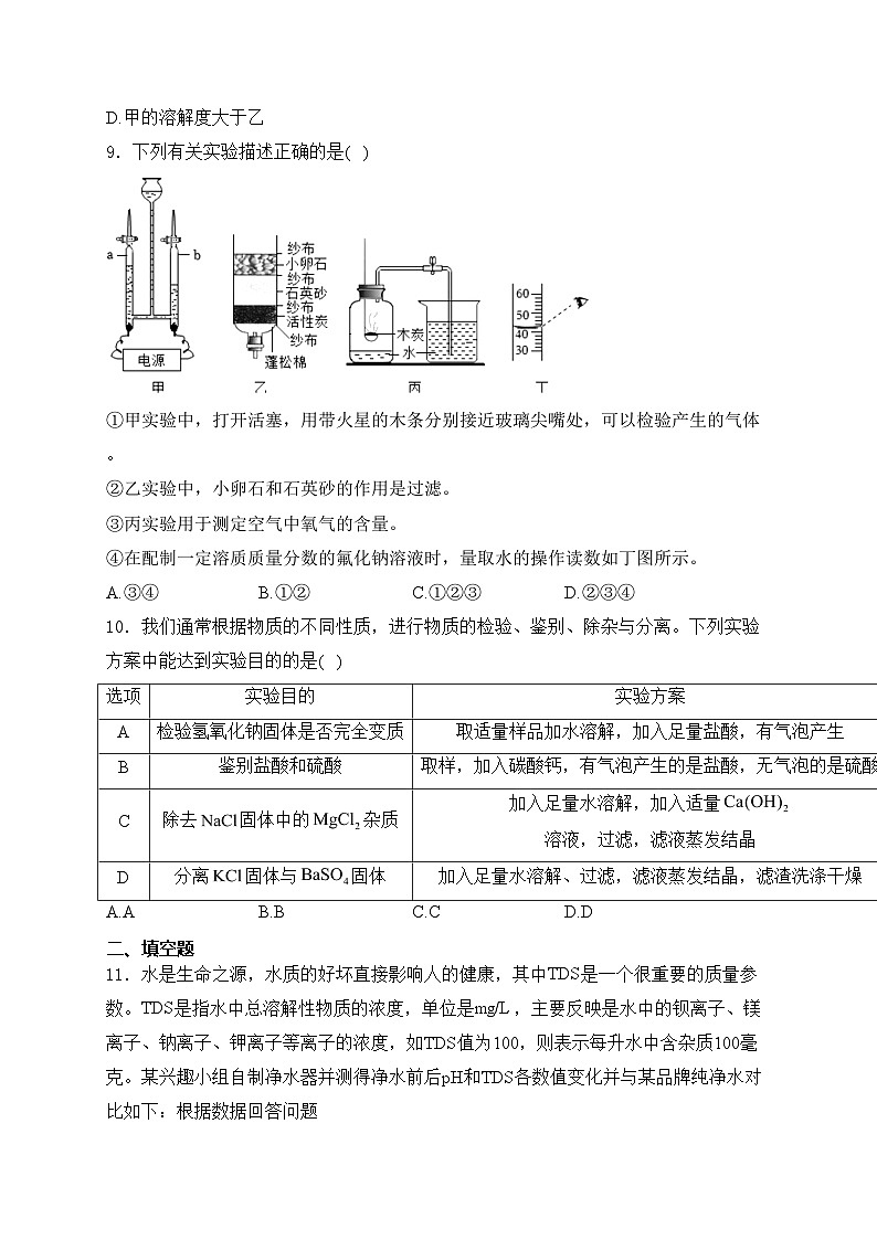 山东省菏泽市鲁西新区2024届九年级下学期中考一模化学试卷(含答案)03
