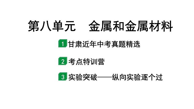 2024甘肃中考化学一轮复习之中考考点研究 第八单元 金属和金属材料（课件）第1页