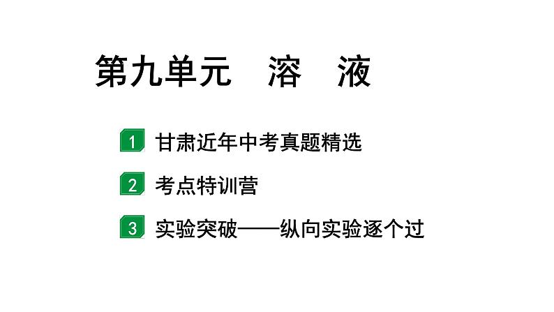 2024甘肃中考化学一轮复习之中考考点研究 第九单元 溶液（课件）01