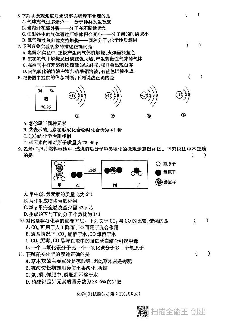 2024年黑龙江省龙东地区部分学校中考四模化学试卷+第2页