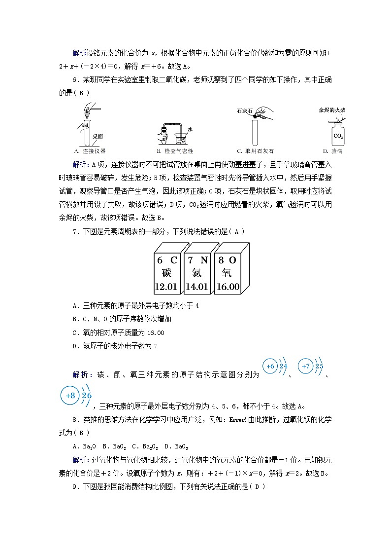 九年级化学上册期末评估测试卷B含解析人教版第2页