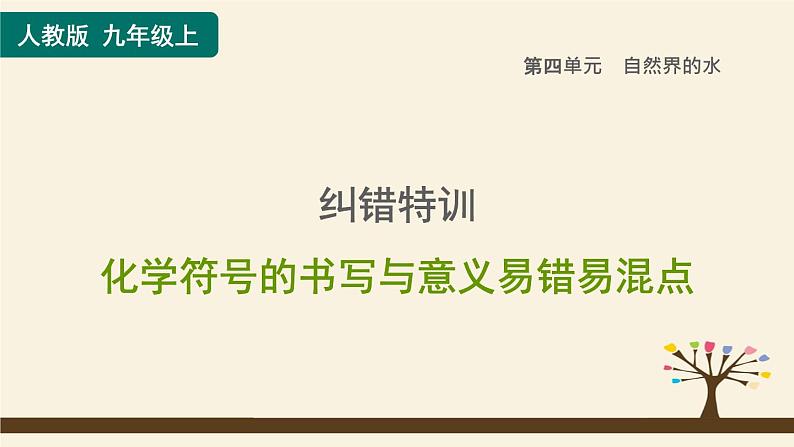 人教版化学九上课时练测课件：第四单元纠错特训 化学符号的书写与意义易错易混点第1页