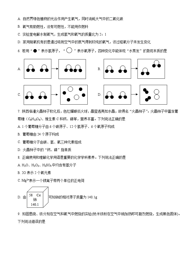陕西省西安市新城区行知中学2023-2024学年九年级上学期期中化学试题（解析版）02
