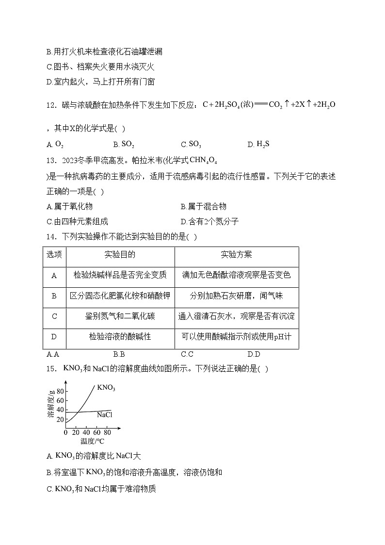 内蒙古呼伦贝尔市阿荣旗2024届九年级下学期中考一模化学试卷(含答案)第3页