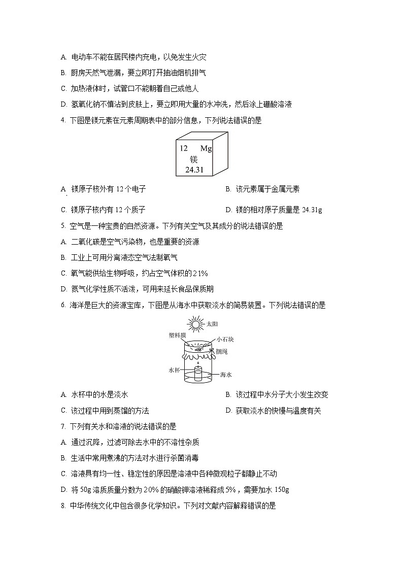 [化学]山东省烟台市2024年中考真题02