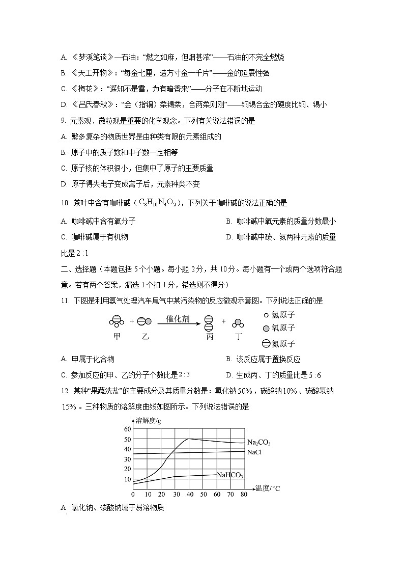 [化学]山东省烟台市2024年中考真题03