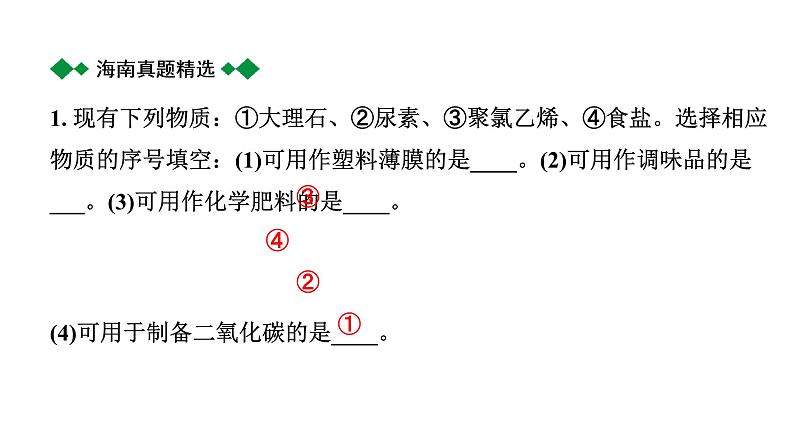 2024海南中考化学二轮重点专题突破 微专题 物质的用途（课件）第2页