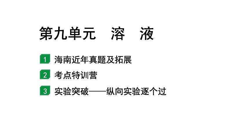 2024海南中考化学一轮复习 中考考点研究 第九单元  溶液（课件）01