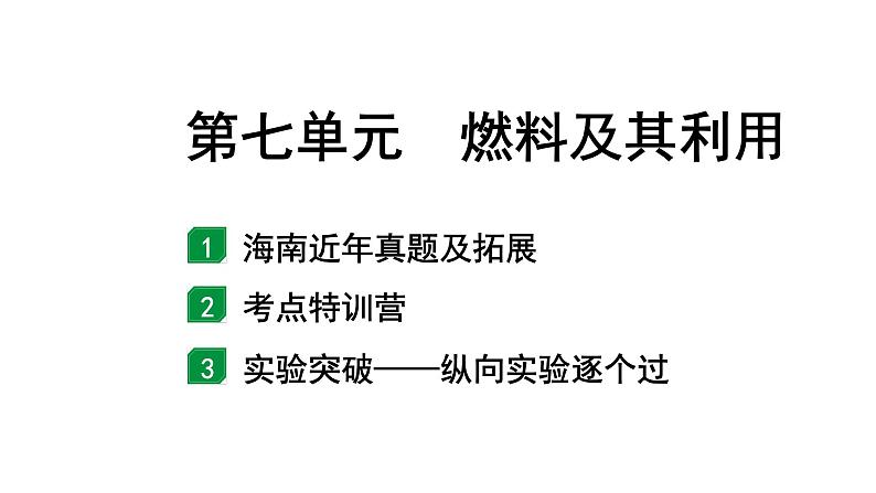 2024海南中考化学一轮复习 中考考点研究 第七单元 燃料及其利用（课件）01