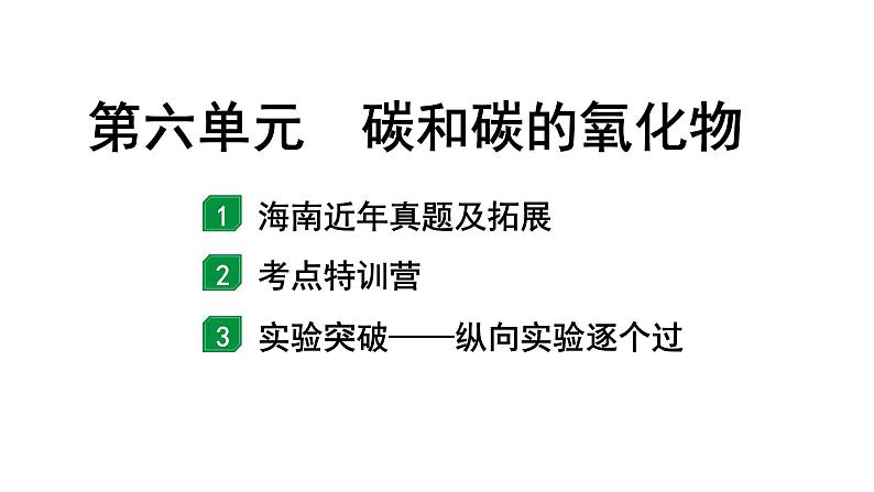 2024海南中考化学一轮复习 中考考点研究 第六单元 碳和碳的氧化物（课件）第1页