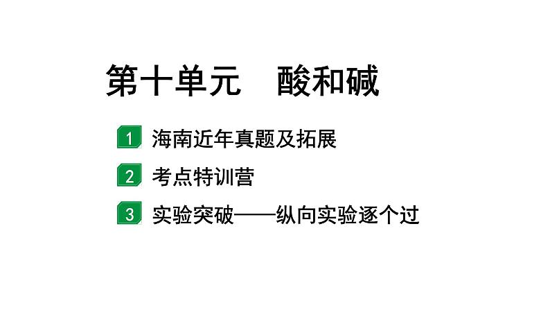 2024海南中考化学一轮复习 中考考点研究 第十单元 酸和碱（课件）第1页