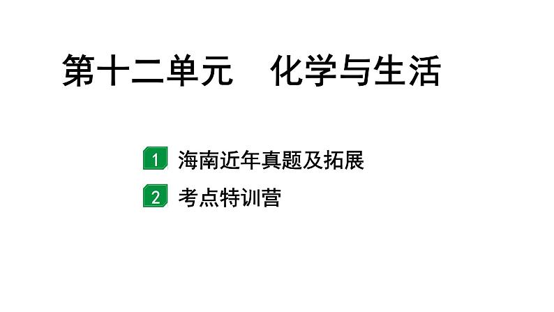 2024海南中考化学一轮复习 中考考点研究 第十二单元 化学与生活（课件）第1页