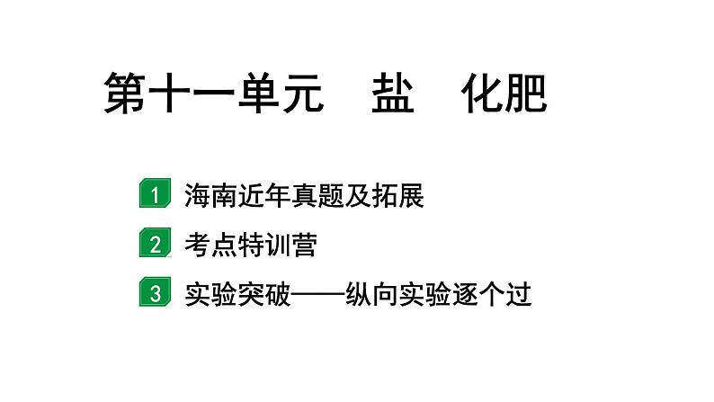 2024海南中考化学一轮复习 中考考点研究 第十一单元 盐　化肥（课件）第1页