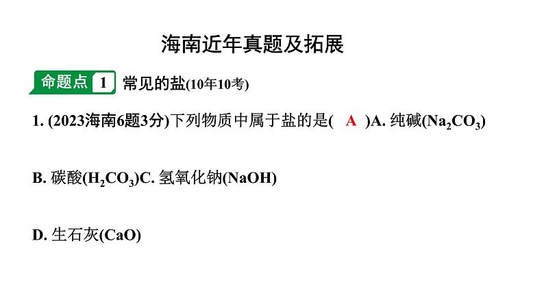 2024海南中考化学一轮复习 中考考点研究 第十一单元 盐　化肥（课件）第2页