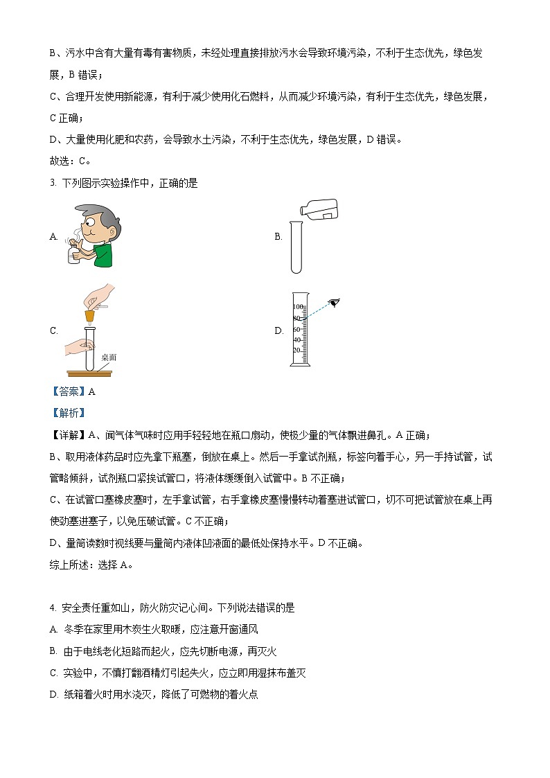 2024年中考真题—四川省广安市化学试题（解析版）02