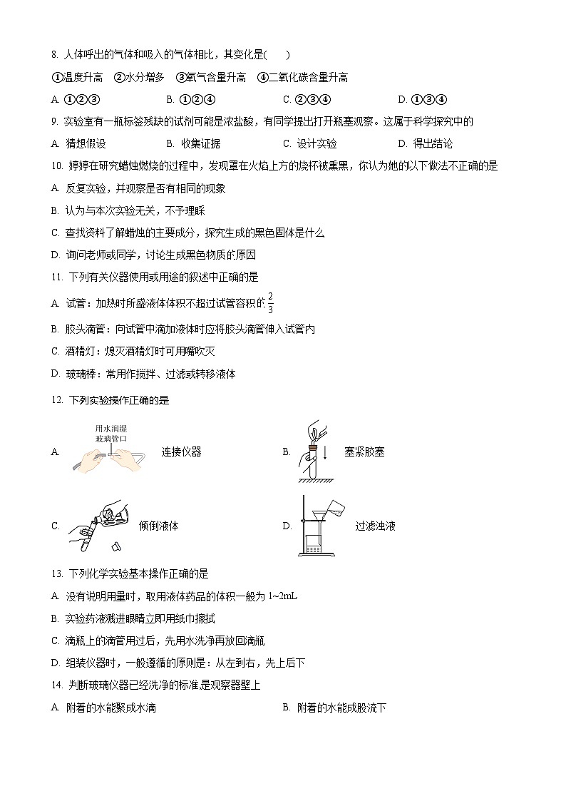 河南省信阳市罗山县彭新镇一中2023-2024学年九年级上学期开学测试化学试题（解析版） (1)02