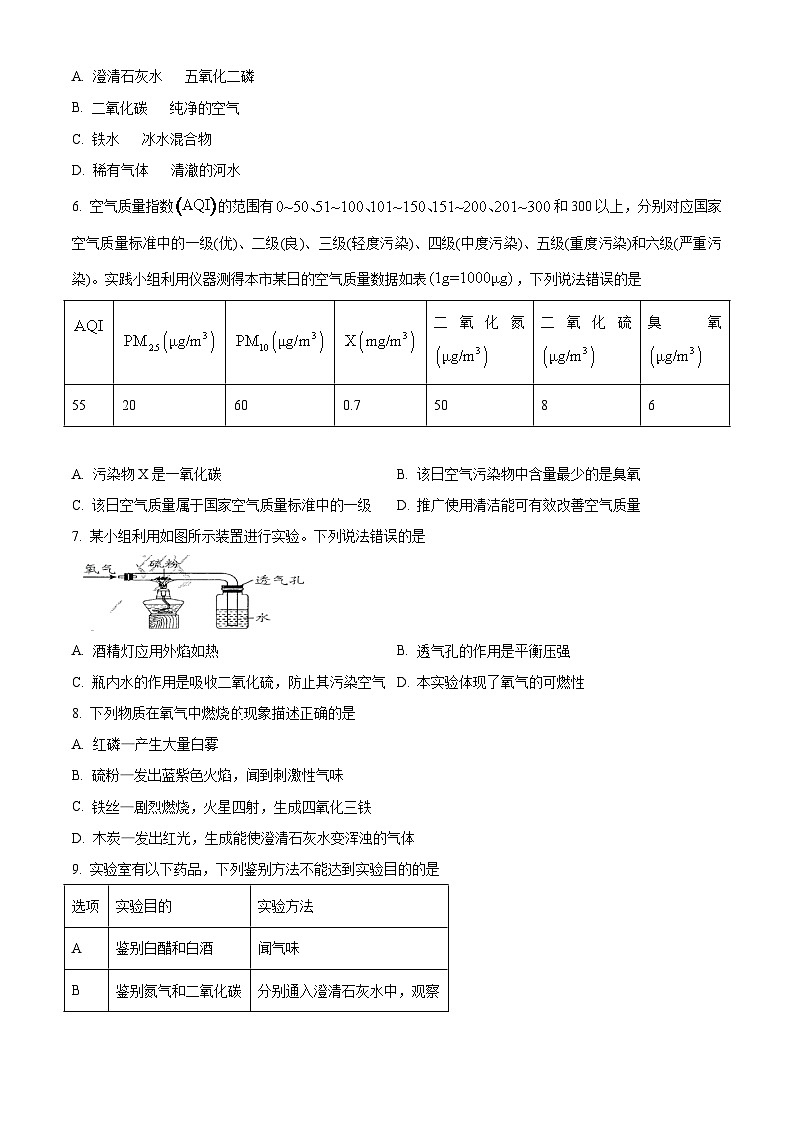 四川省成都市锦江区师一学校2023-2024学年九年级上学期9月考化学试题（解析版）02