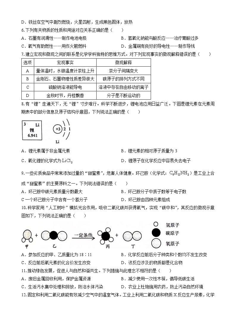 2024年黑龙江省龙东地区中考真题化学真题02