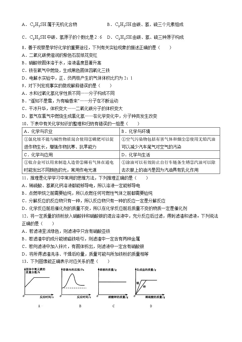 2024年黑龙江省齐齐哈尔市中考化学真题（含答案）02