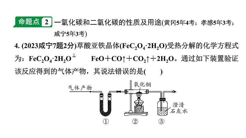 2024湖北中考化学二轮专题复习 主题2  碳和碳的氧化物（课件）05