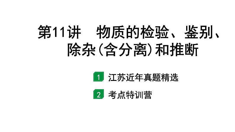 2024江苏中考化学二轮中考考点研究 第11讲 物质的检验、鉴别、除杂(含分离)和推断（课件）第1页