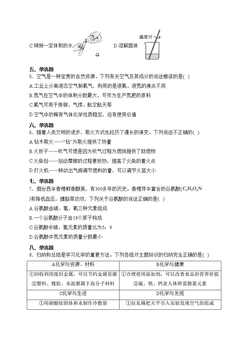 山东省烟台市福山区2024届九年级下学期中考一模化学试卷(含答案)02