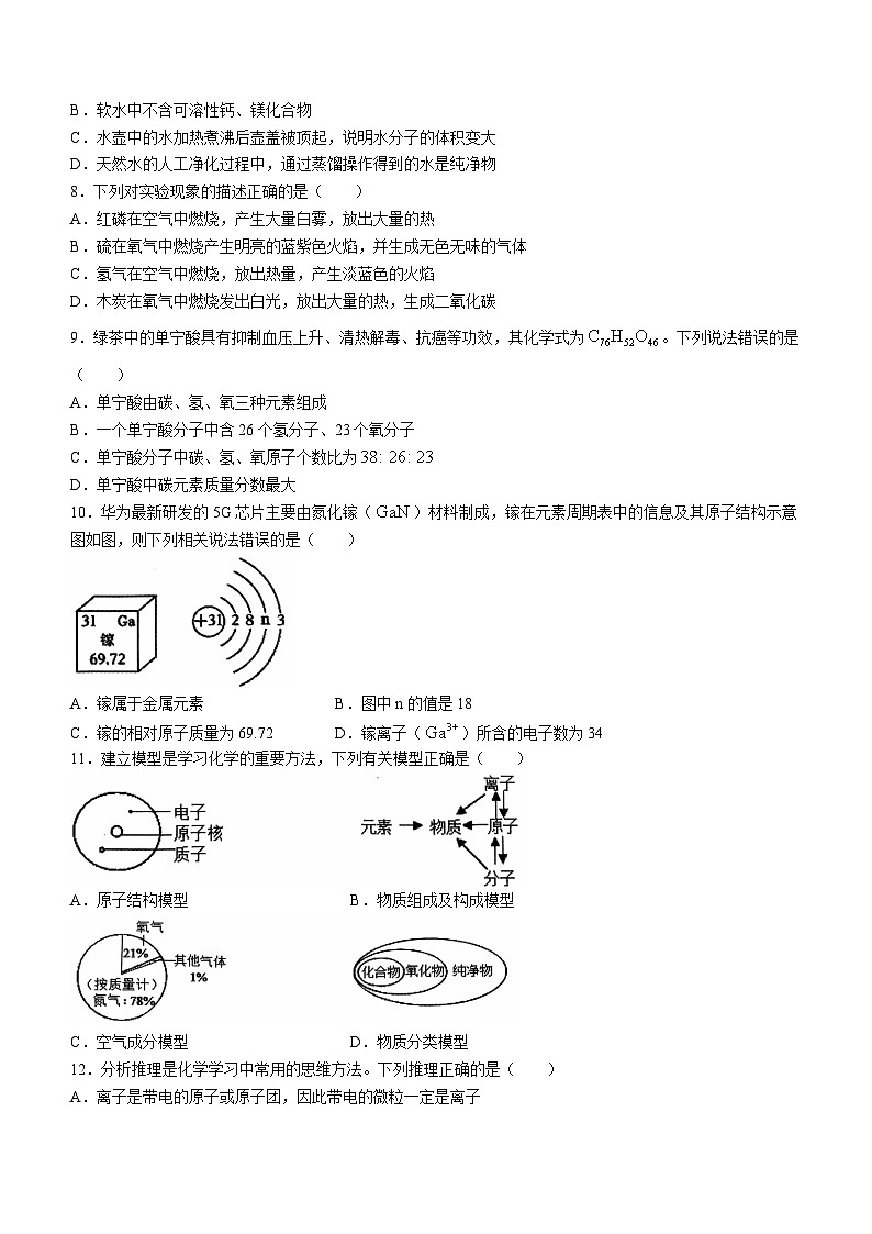 山东省潍坊市诸城市2023-2024学年八年级下学期7月期末化学试题(无答案)第2页