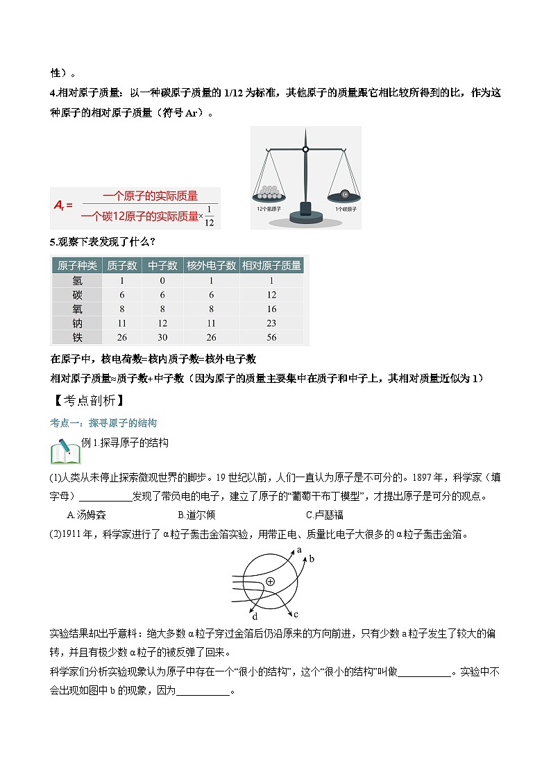 第14讲  原子的结构、原子质量与相对原子质量（原卷版）第2页