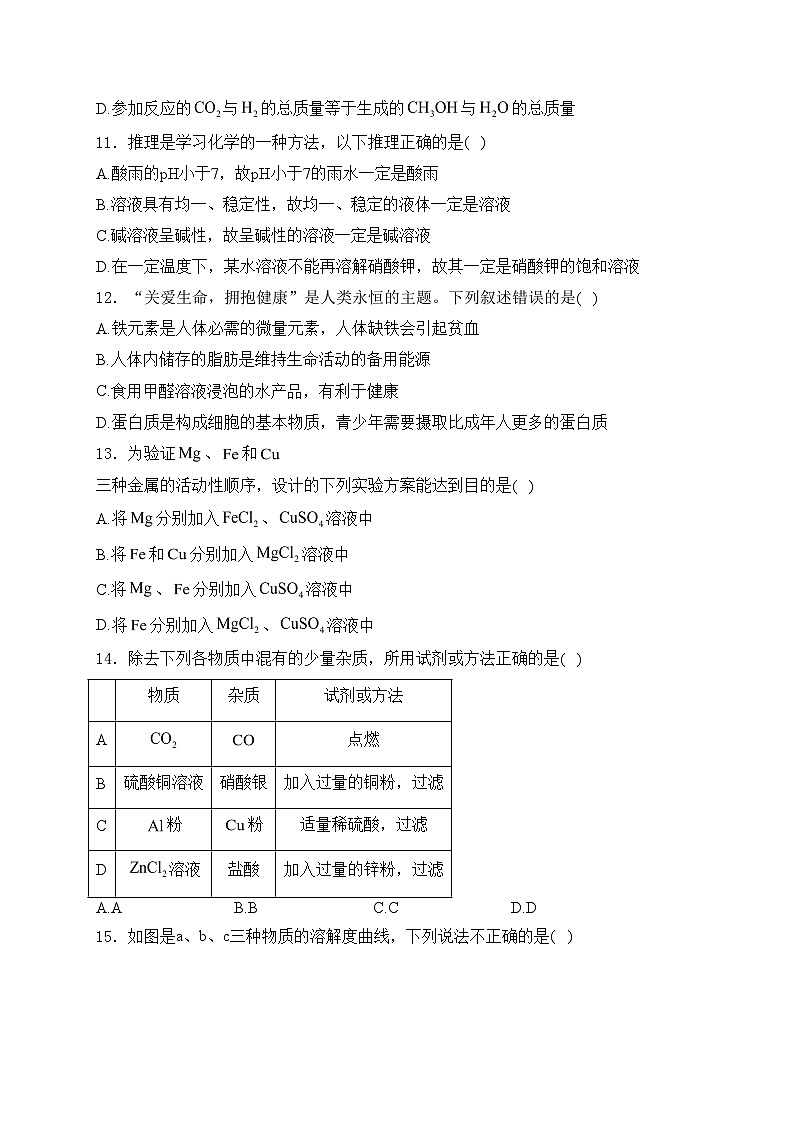 内蒙古呼伦贝尔市鄂伦春自治旗2024届九年级下学期中考一模化学试卷(含答案)第3页