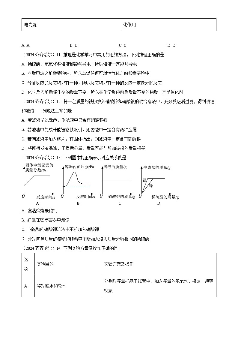 2024年黑龙江省齐齐哈尔市中考化学真题03