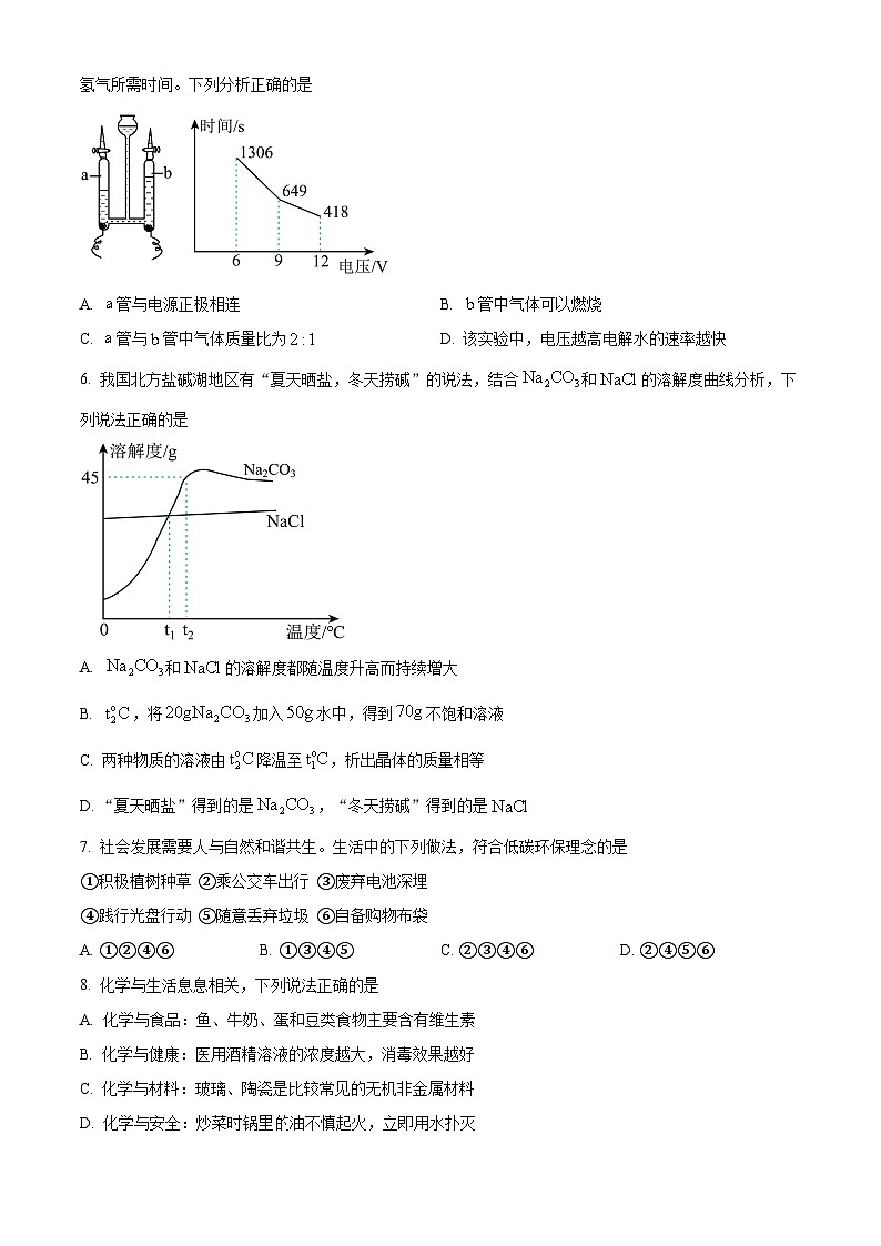 2024年内蒙古赤峰市中考化学真题02