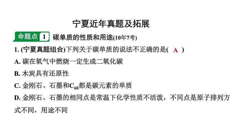 2024宁夏中考化学二轮重点专题突破 主题3 碳和碳的氧化物（课件）第2页