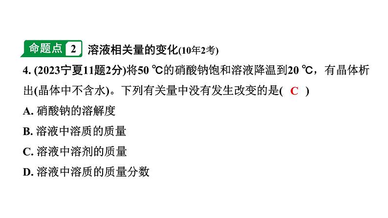 2024宁夏中考化学二轮重点专题突破 主题5 常见的溶液（课件）04