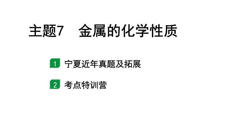 2024宁夏中考化学二轮重点专题突破 主题7  金属的化学性质（课件）第1页