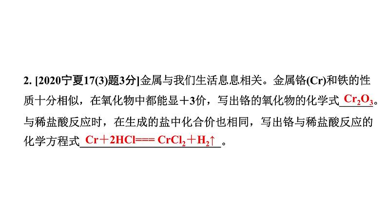 2024宁夏中考化学二轮重点专题突破 主题7  金属的化学性质（课件）第3页