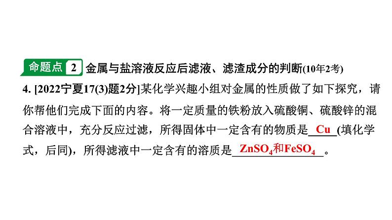 2024宁夏中考化学二轮重点专题突破 主题7  金属的化学性质（课件）第5页