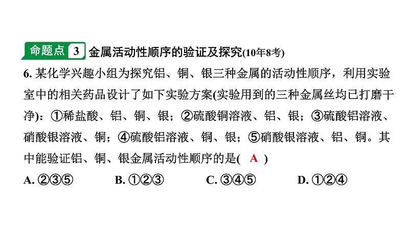 2024宁夏中考化学二轮重点专题突破 主题7  金属的化学性质（课件）第7页