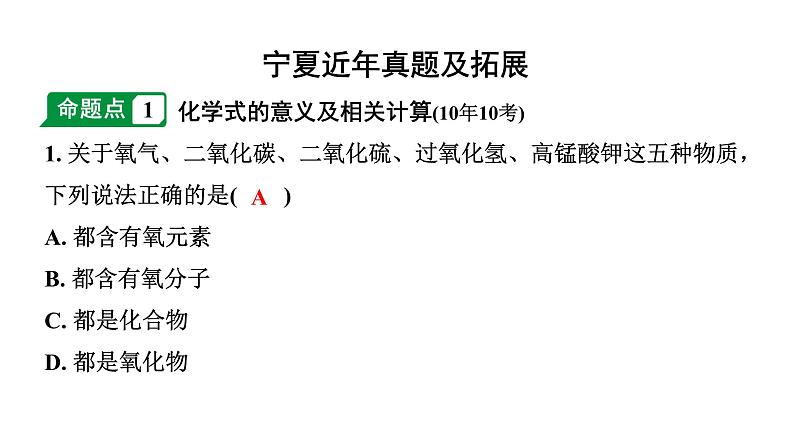 2024宁夏中考化学二轮重点专题突破 主题10 物质组成的表示（课件）第2页