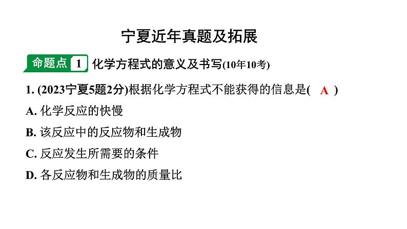 2024宁夏中考化学二轮重点专题突破 主题13 化学方程式和基本反应类型（课件）02