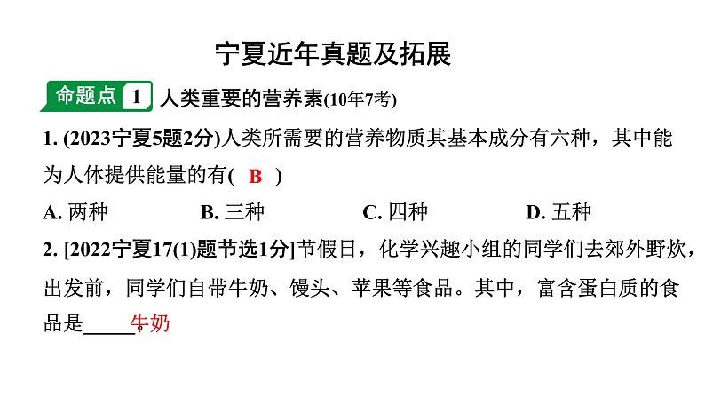 2024宁夏中考化学二轮重点专题突破 主题15 化学与生活（课件）第2页